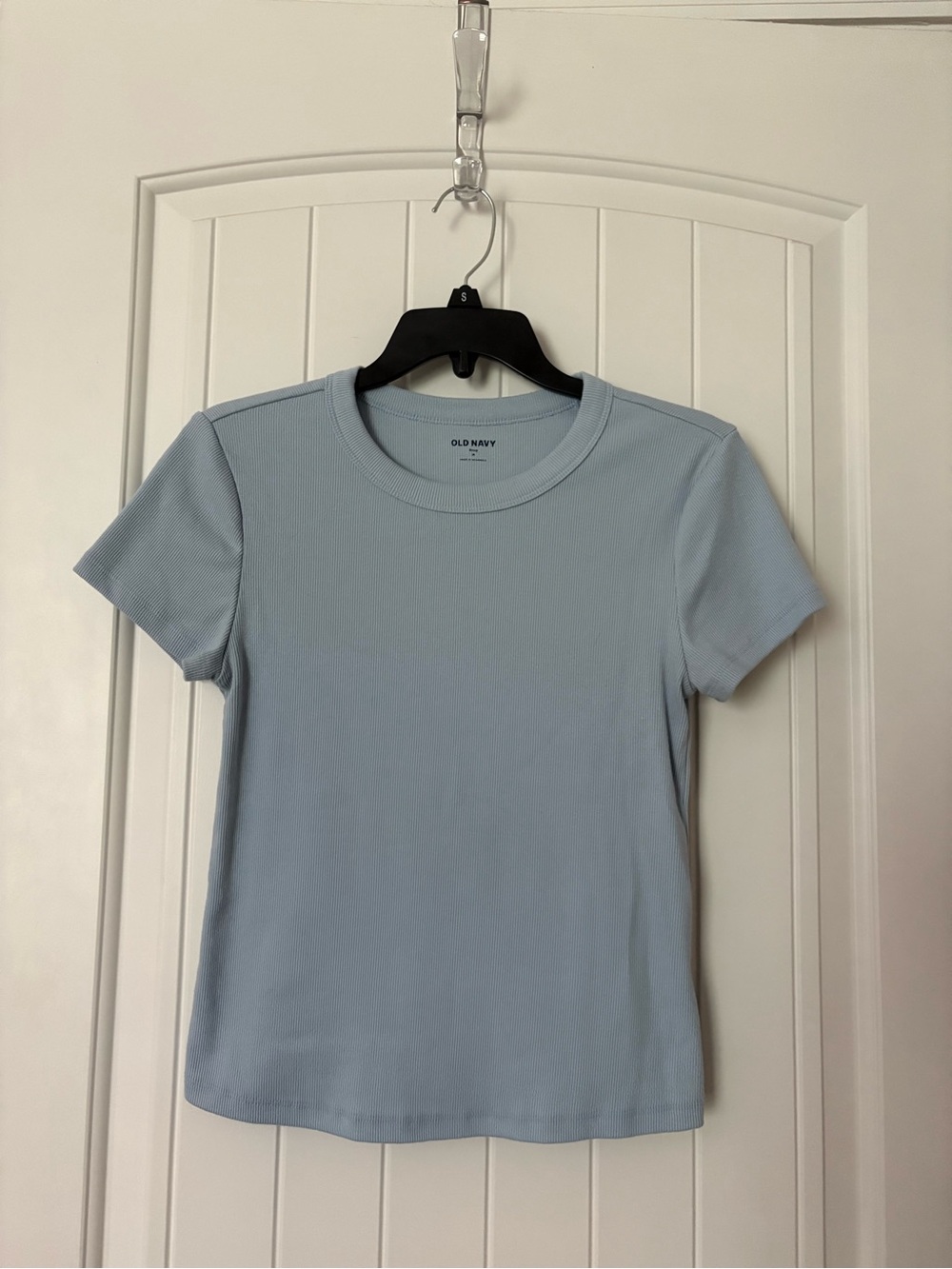 Old Navy Light Blue Ribbed Short Sleeve Crewneck Tee